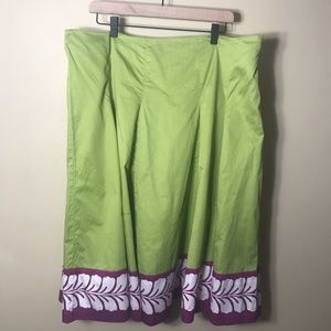 Boden Green and Purple A-Line Skirt